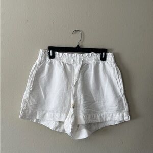 H&M Women’s White Linen Blend Shorts Size Medium Beaded Drawstring